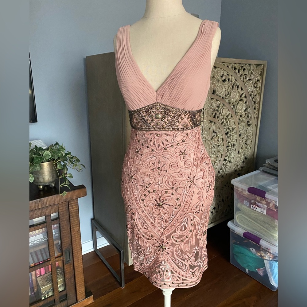 [Sue Wong] worn once Light Pink Beaded Dress
